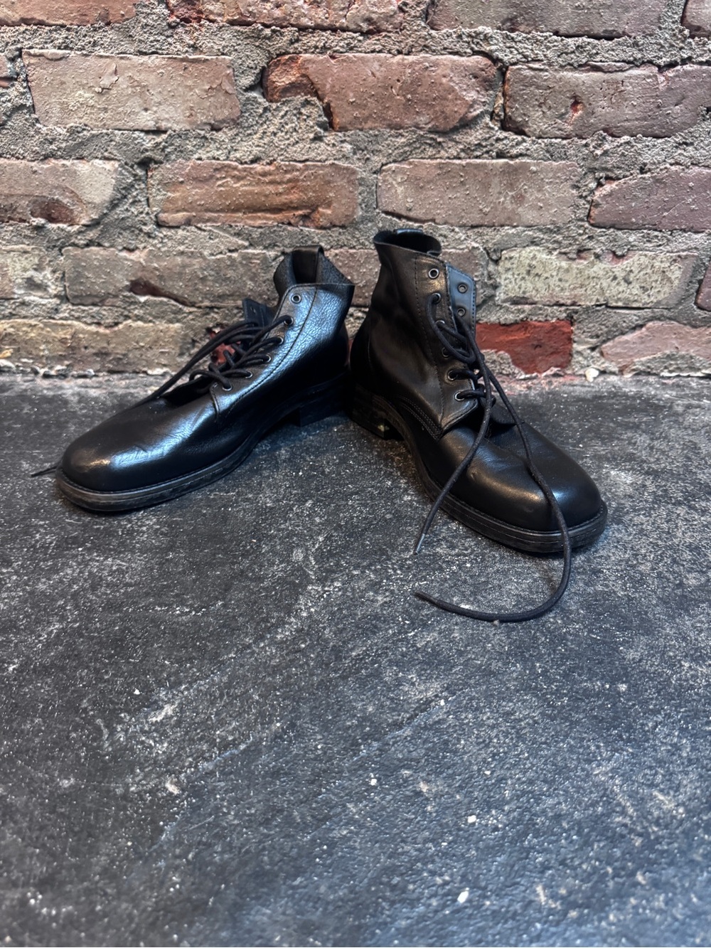 Zara Men's Black Leather Lace-Up Boots
